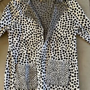 Black and White Animal Print Sweater Jacket